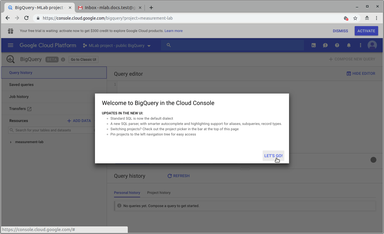 Welcome to BigQuery in the Cloud Console